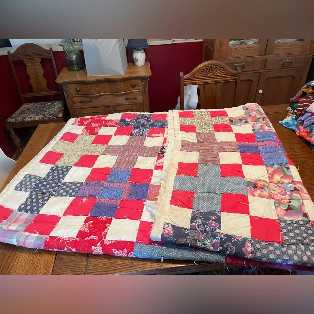 Handmade Patchwork Quilt - Red Multi